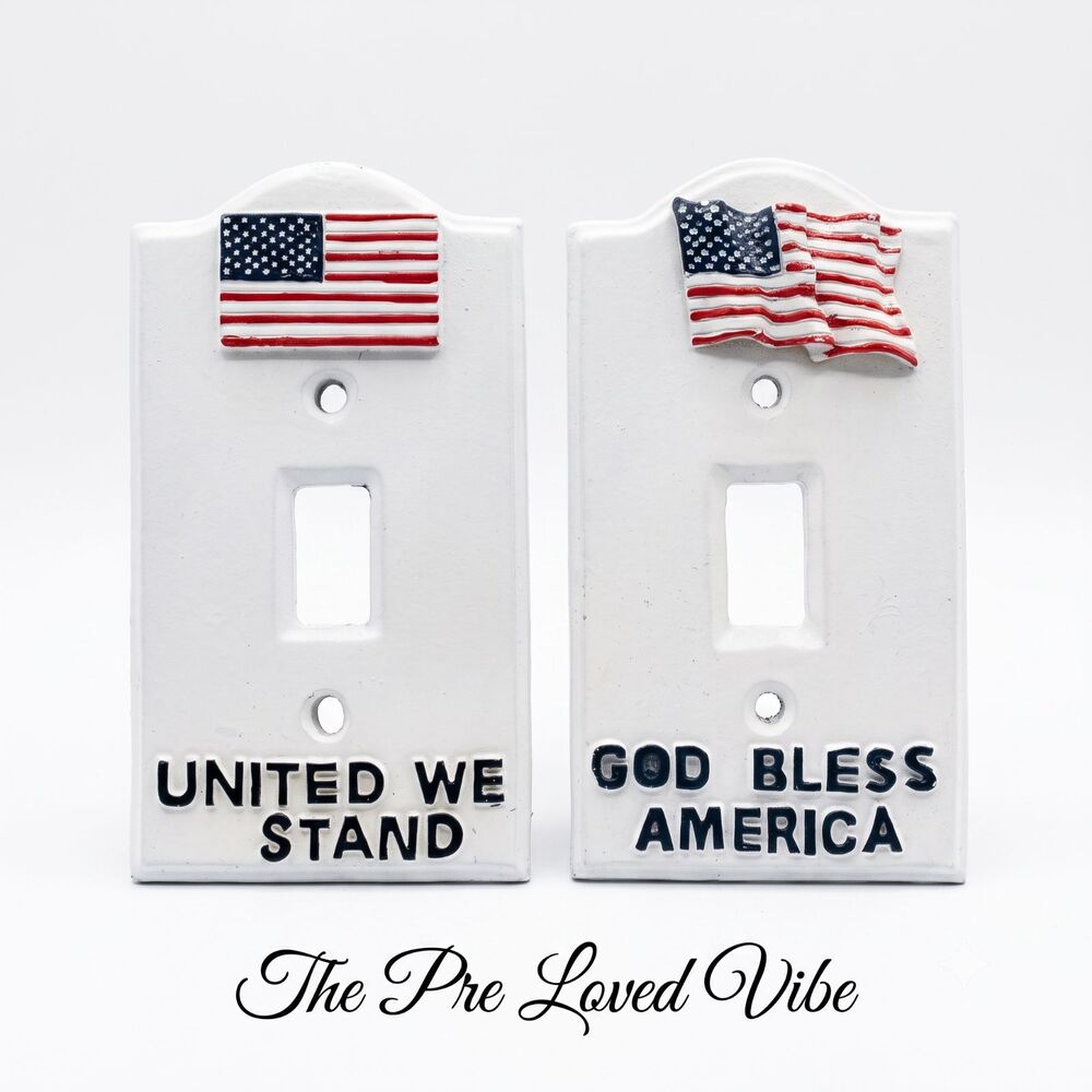 Unbranded Vintage Americana Patriotic Ceramic Light Switch Plates Outlet Cover